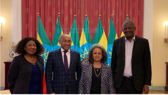 Copyright : Cafonline, Ahmad Ahmad en visite en Ethiopie rencontre la présidente de la République fédérale d'Ethiopie, Son Excellence Madame Sahle-Work Zewde
